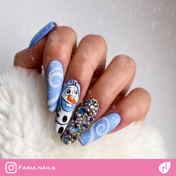 Olaf Textured Blue Nails